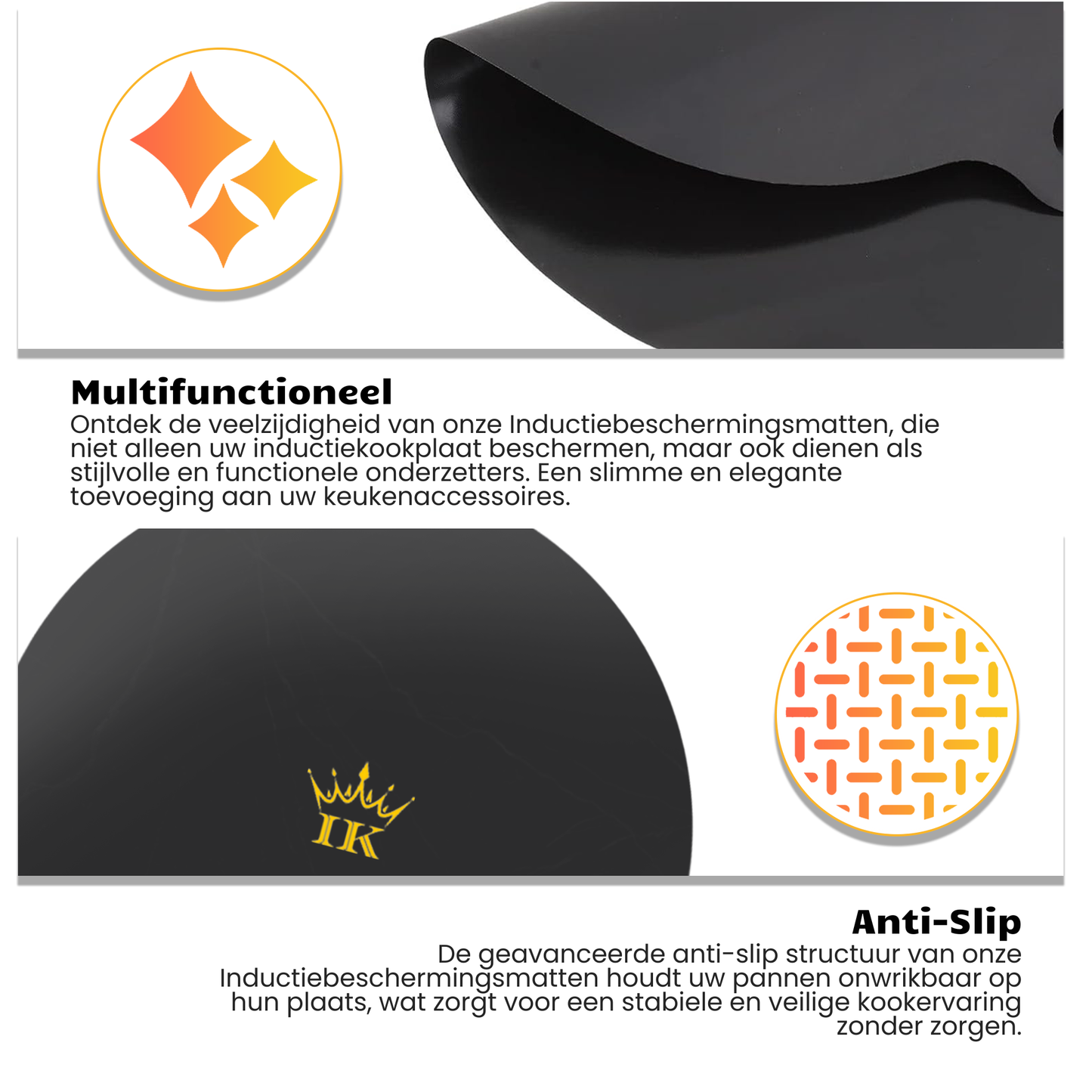 Induction Kings premium inductie beschermers met anti-slip laag tegen krassen