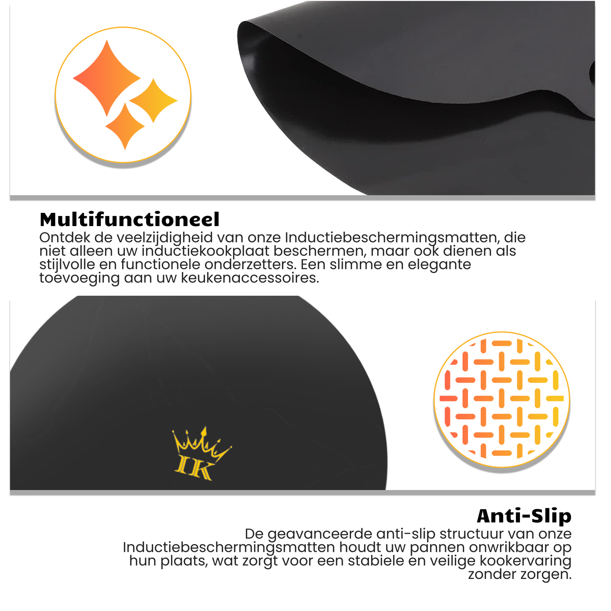 Induction Kings premium inductie beschermers met anti-slip laag tegen krassen
